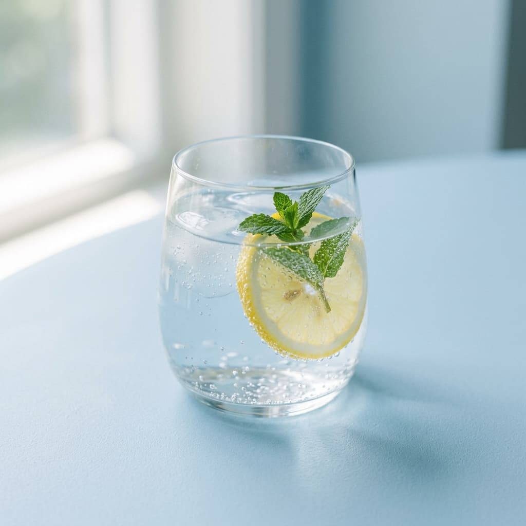 Limon ve naneli bir bardak su
